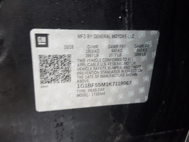 2019 CHEVROLET CRUZE PREM 1G1BF5SM1K7119067