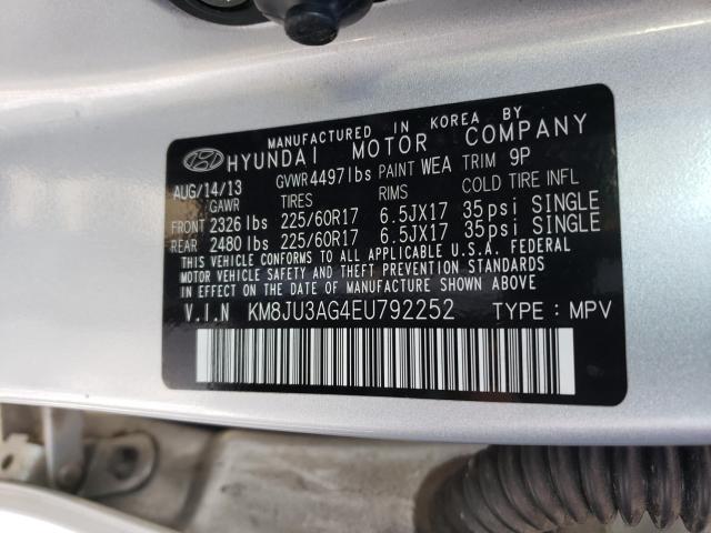 2014 HYUNDAI TUCSON KM8JU3AG4EU792252