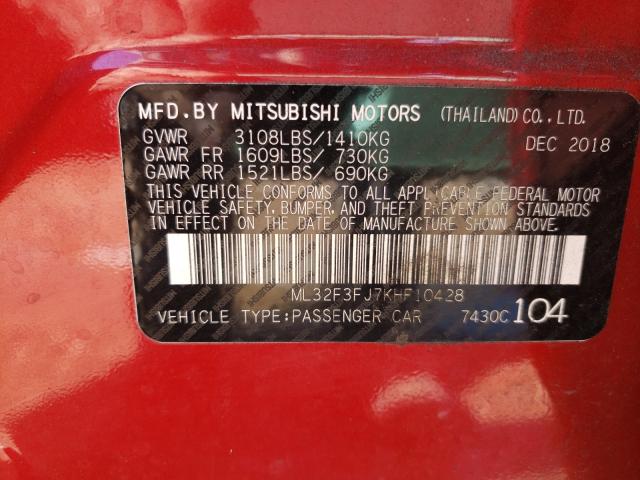 2019 MITSUBISHI MIRAGE G4 ML32F3FJ7KHF10428