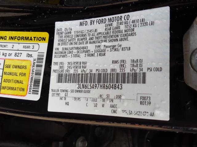 2017 LINCOLN MKZ PREMIE 3LN6L5A97HR604843