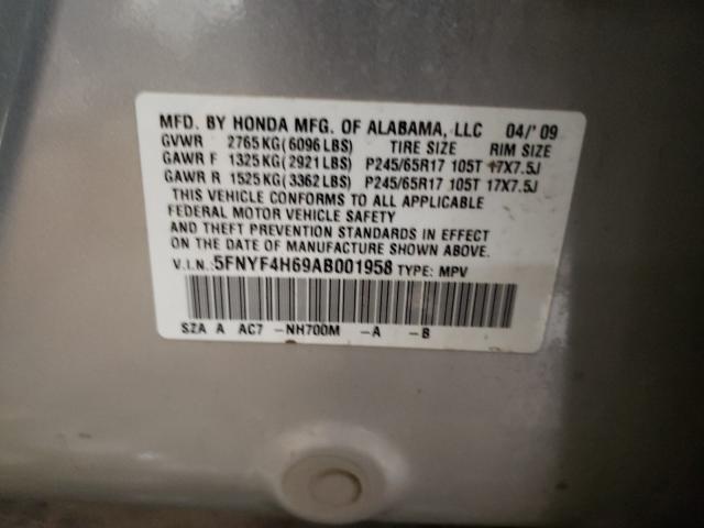 2010 HONDA PILOT EXL 5FNYF4H69AB001958