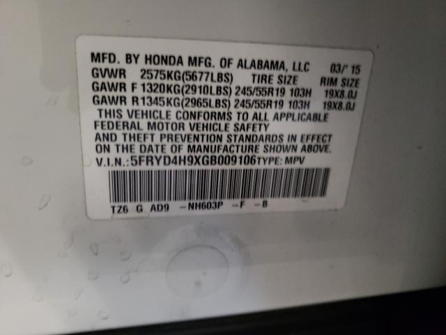 2016 ACURA MDX ADVANC 5FRYD4H9XGB009106