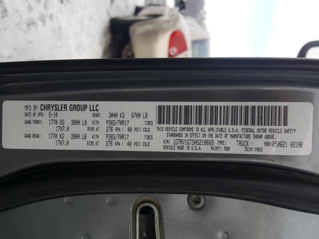 2010 DODGE RAM 1500 1D7RV1GT5AS218669