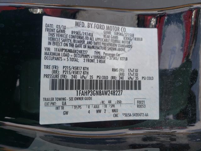 2010 FORD FOCUS SES 1FAHP3GN8AW248227