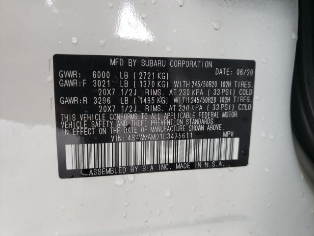 2020 SUBARU ASCENT LIM 4S4WMAMD1L3475611