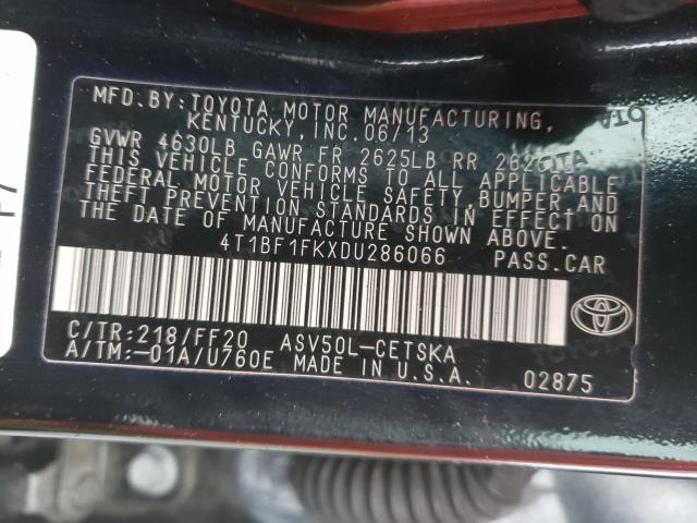 2013 TOYOTA CAMRY L 4T1BF1FKXDU286066