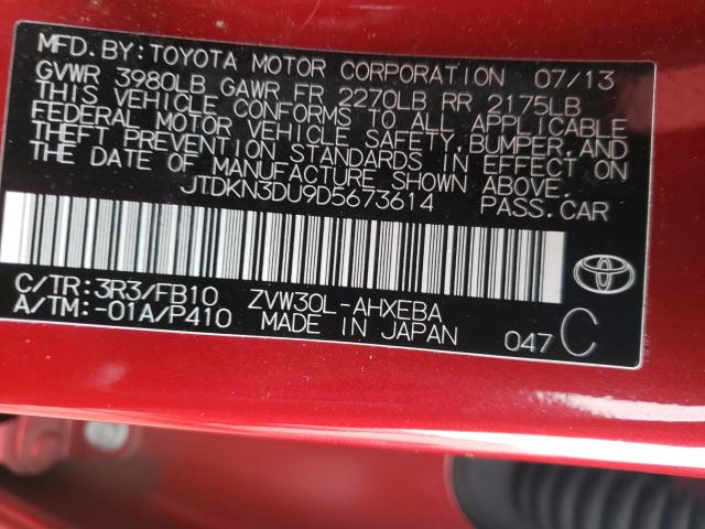 2013 TOYOTA PRIUS JTDKN3DU9D5673614