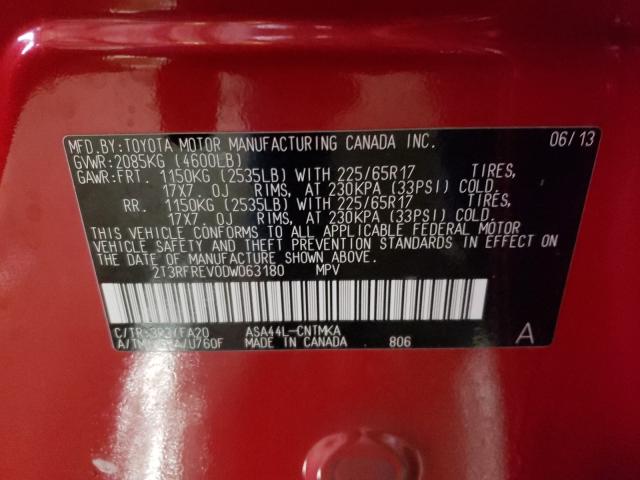 2013 TOYOTA RAV 4 2T3RFREV0DW063180