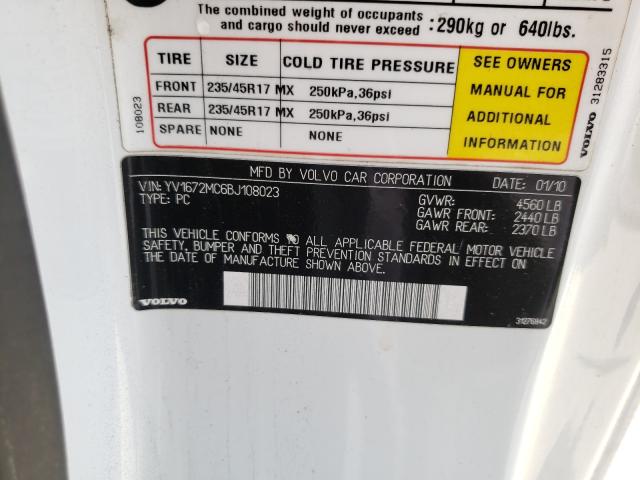 2011 VOLVO C70 T5 YV1672MC6BJ108023