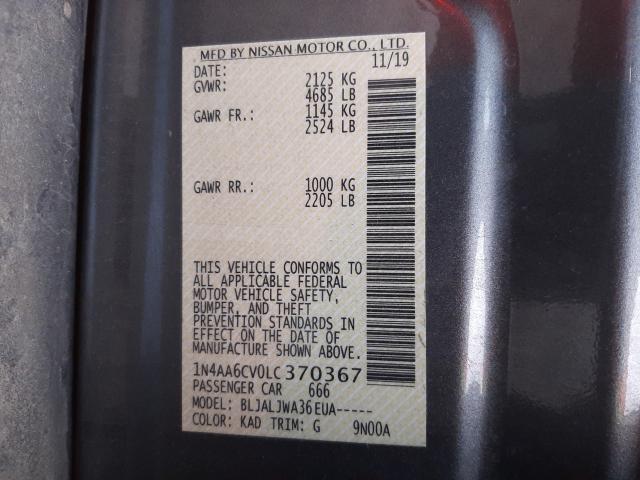 2020 NISSAN MAXIMA SV 1N4AA6CV0LC370367