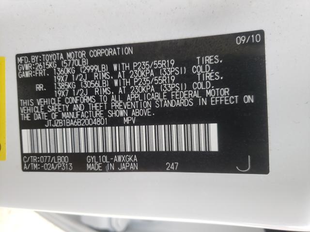2011 LEXUS RX 450 JTJZB1BA6B2004801