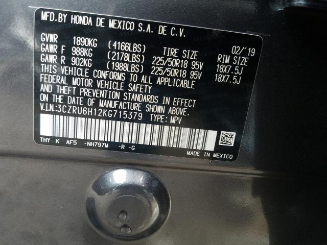 2019 HONDA HR-V SPORT 3CZRU6H12KG715379