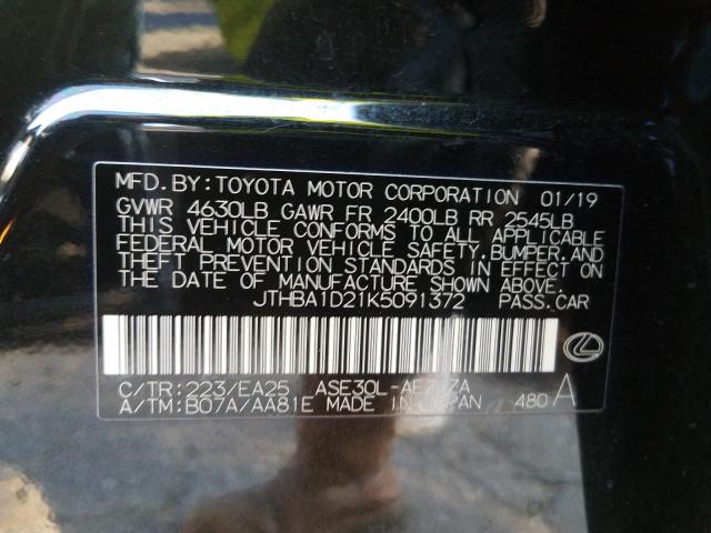 2019 LEXUS IS 300 JTHBA1D21K5091372