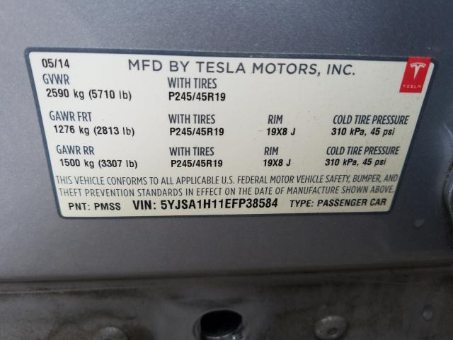 2014 TESLA MODEL S - 5YJSA1H11EFP38584