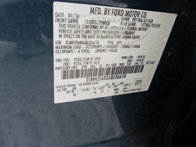 2010 LINCOLN MKT 2LMHJ5ARXABJ26618