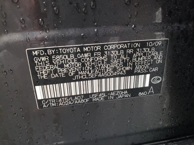 2010 LEXUS LS 460 JTHCL5EF4A5004943