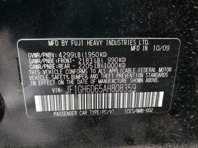 2010 SUBARU IMPREZA OU JF1GH6D65AH808359