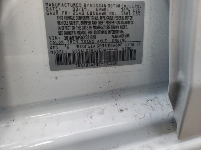 2019 NISSAN SENTRA S 3N1AB7AP3KY331010