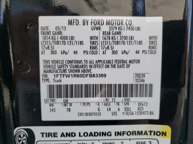 2013 FORD F150 SVT R 1FTFW1R60DFB83389