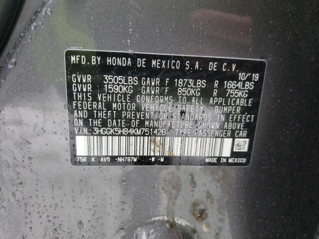 2019 HONDA FIT EX 3HGGK5H84KM751426