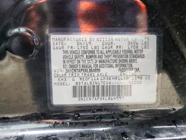 2019 NISSAN VERSA S - 3N1CN7APXKL864999