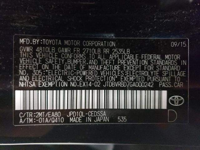 2016 TOYOTA MIRAI JTDBVRBD7GA000242