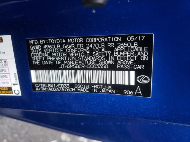 2017 LEXUS RC 300 JTHSM5BC9H5003350