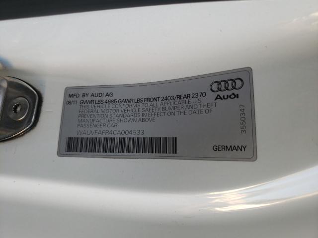 2012 AUDI A5 PRESTIG WAUVFAFR4CA004533
