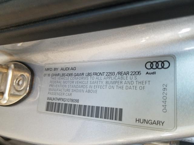 2016 AUDI A3 PRESTIG WAUH7HFFXG1078098