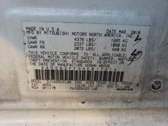2010 MITSUBISHI GALANT FE 4A32B2FF9AE017214
