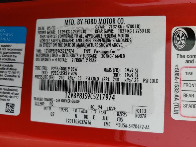 2012 FORD MUSTANG SH 1ZVBP8JS9C5217974