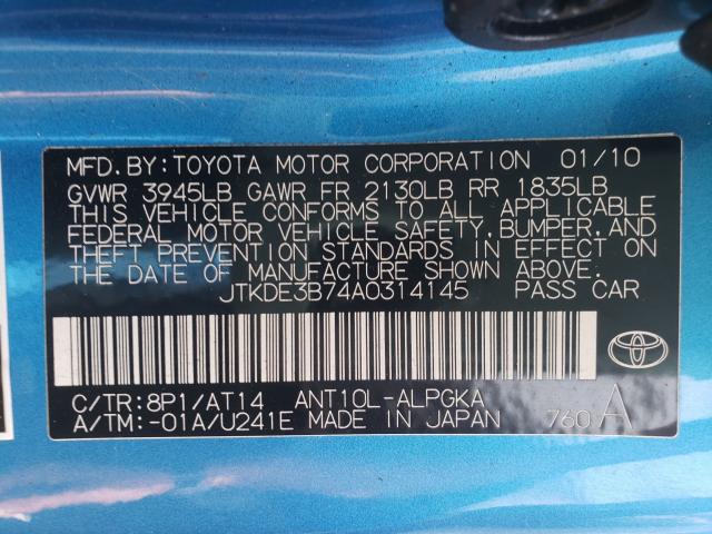 2010 TOYOTA SCION JTKDE3B74A0314145