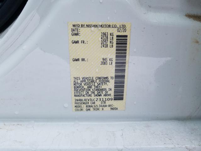 2020 NISSAN ALTIMA SR 1N4BL4CV3LC231109