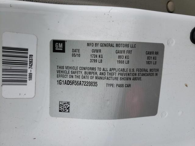 2010 CHEVROLET COBALT 1LT 1G1AD5F56A7220835