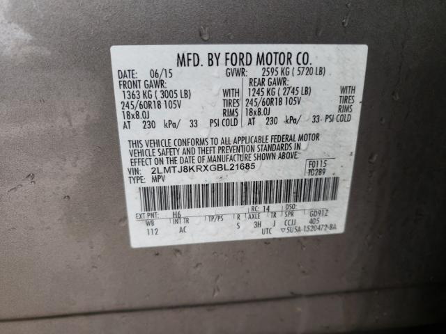 2016 LINCOLN MKX SELECT 2LMTJ8KRXGBL21685