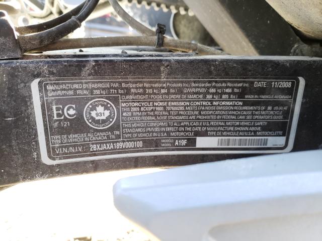 2009 CAN-AM SPYDER ROA 2BXJAXA189V000100