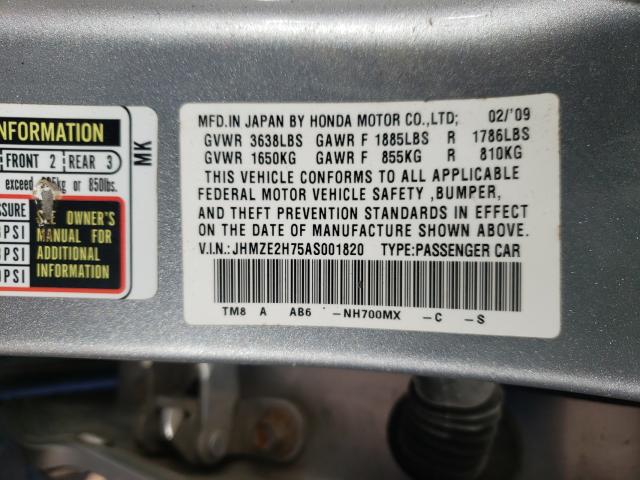 2010 HONDA INSIGHT EX JHMZE2H75AS001820