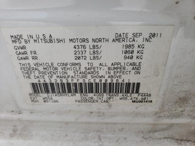 2012 MITSUBISHI GALANT ES 4A32B3FF9CE009641