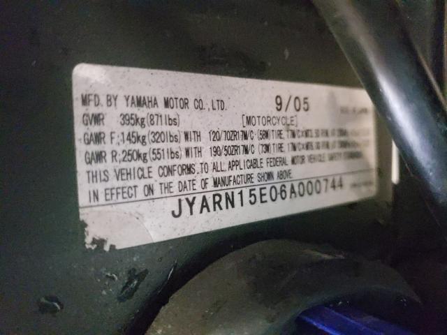 2006 YAMAHA YZFR1 JYARN15E06A000744