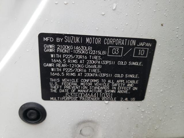 2010 SUZUKI GRAND VITA JS3TE0D46A4110381