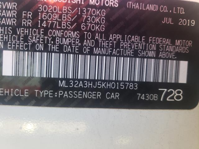 2019 MITSUBISHI MIRAGE ES ML32A3HJ5KH015783
