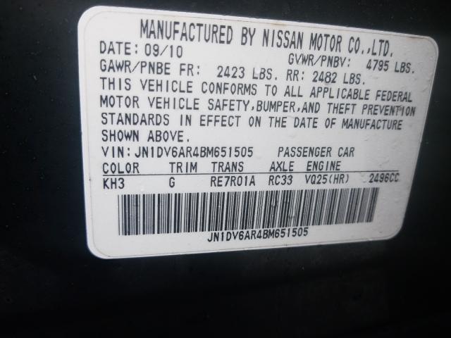 2011 INFINITI G25 JN1DV6AR4BM651505