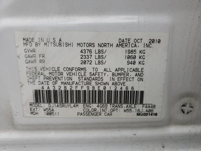2011 MITSUBISHI GALANT FE 4A32B2FF9BE012466