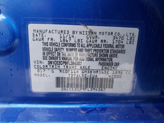 2015 NISSAN VERSA NOTE 3N1CE2CP9FL394387