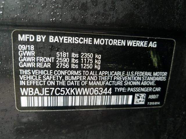 2019 BMW 540 XI WBAJE7C5XKWW06344