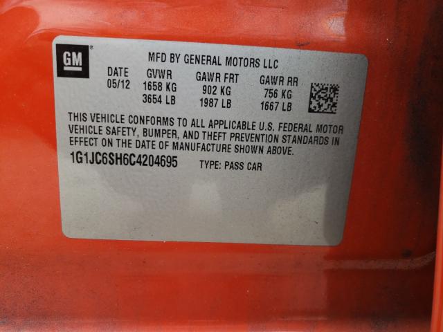 2012 CHEVROLET SONIC LT 1G1JC6SH6C4204695