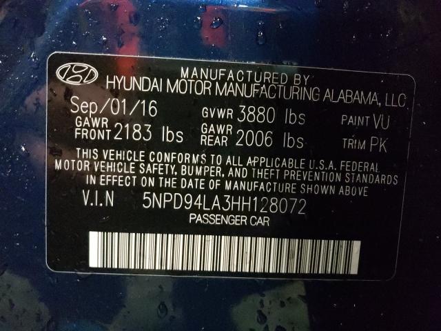 2017 HYUNDAI ELANTRA EC 5NPD94LA3HH128072