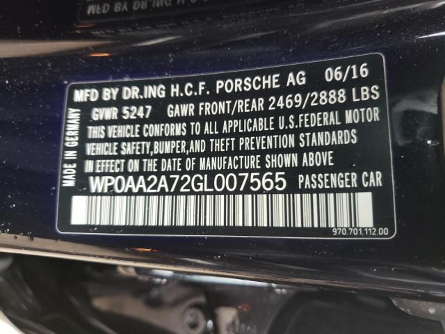 2016 PORSCHE PANAMERA 2 WP0AA2A72GL007565