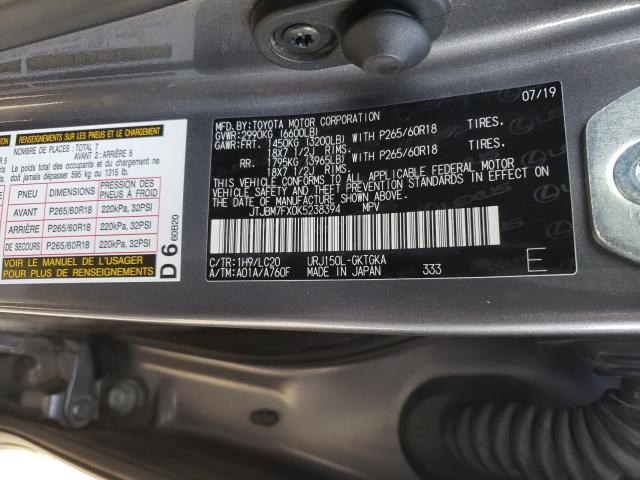 2019 LEXUS GX 460 - JTJBM7FX0K5238394