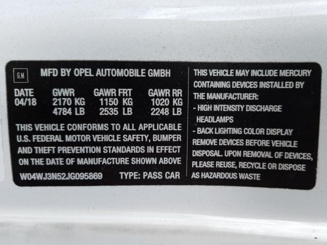 2018 BUICK CASCADA SP W04WJ3N52JG095869